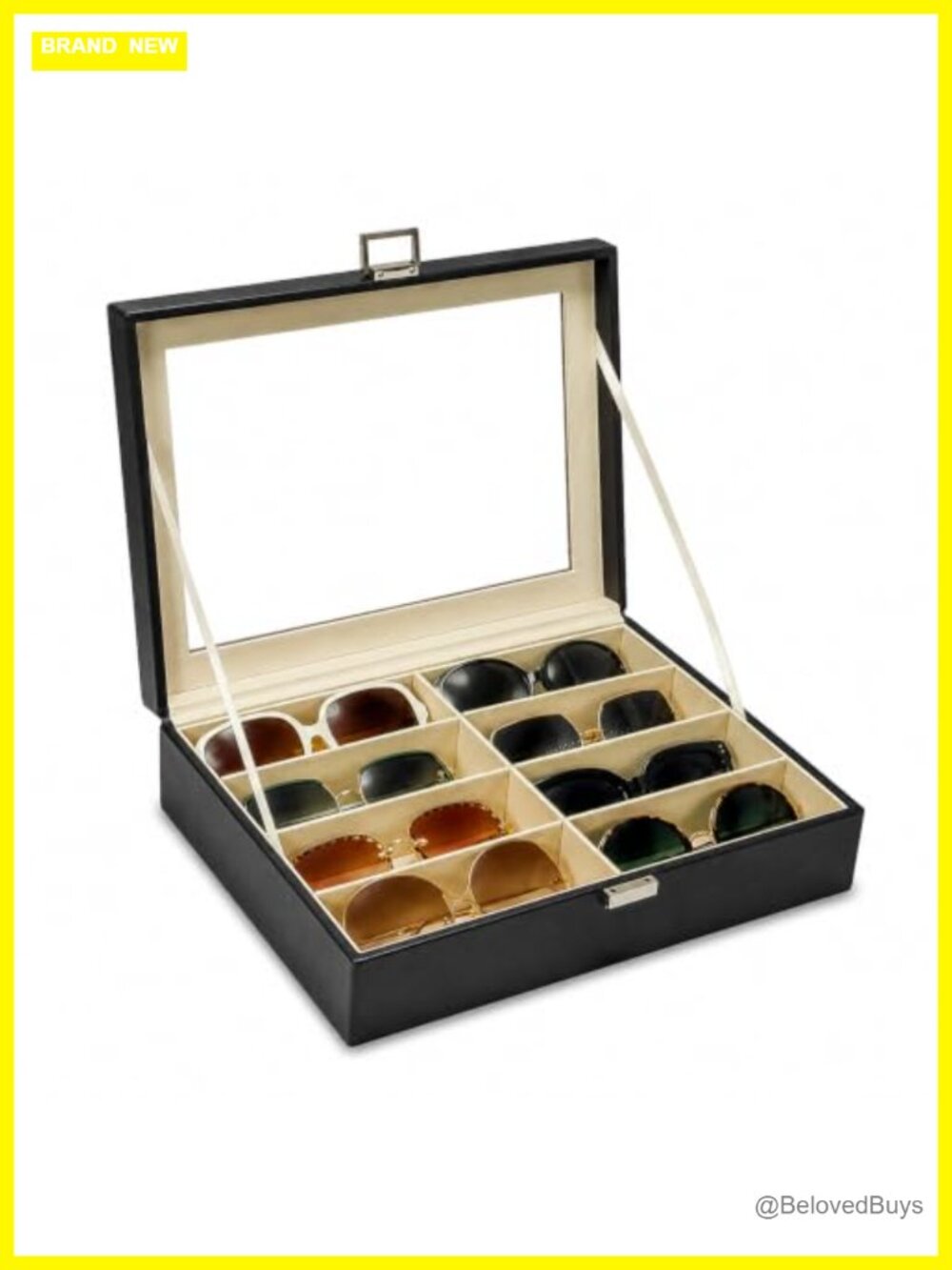 Faux Leather Sunglasses Organizer Case for Eyeglasses 8 Slots Storage Box